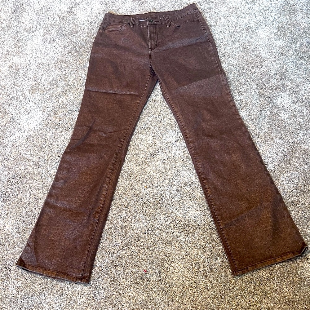 Diane Gilman DG2 vintage Y2K brown stretchy shimmery bootcut pants